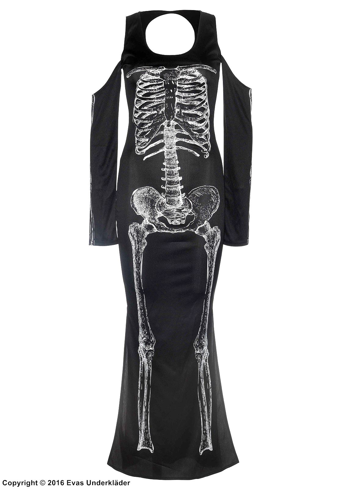 Skeleton, langes Kleid, Schlitz, Cold Shoulder